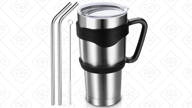 Homitt 30 oz. Tumbler With Lid, Handle, and Straws, $15 with code DMBC6WTF